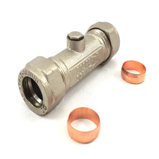 Brass Double Check Valve with 15mm Compression Ends (DW-CV030)