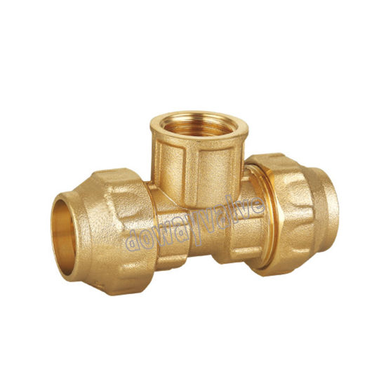 Tee Brass Compression Fitting for PE Pipe