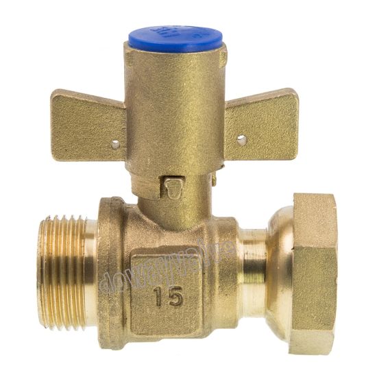 Lockable Ball Valve Brass Water Meter Valve with Free Nut