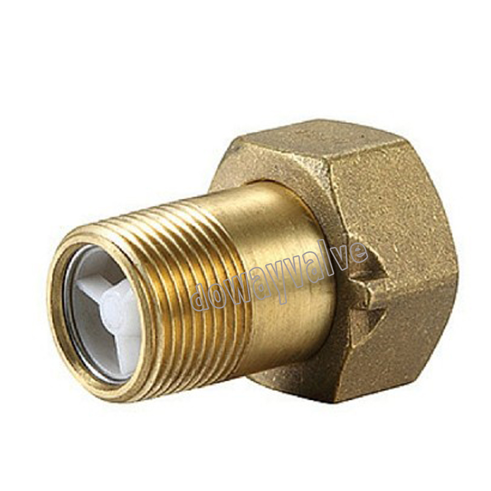 Brass Water Meter Connector with Check Valve Core