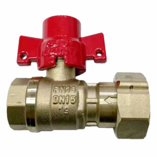 Dn15 Brass Water Meter Lockable Ball Valve （DW-LB077）