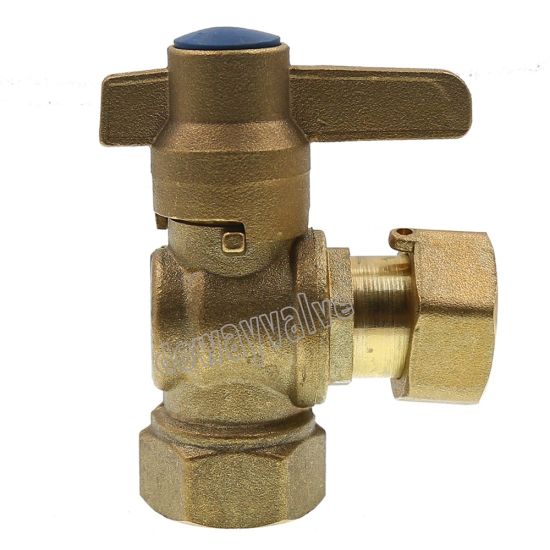 Lockable Ball Valve Brass Water Meter Valve with Free Nut