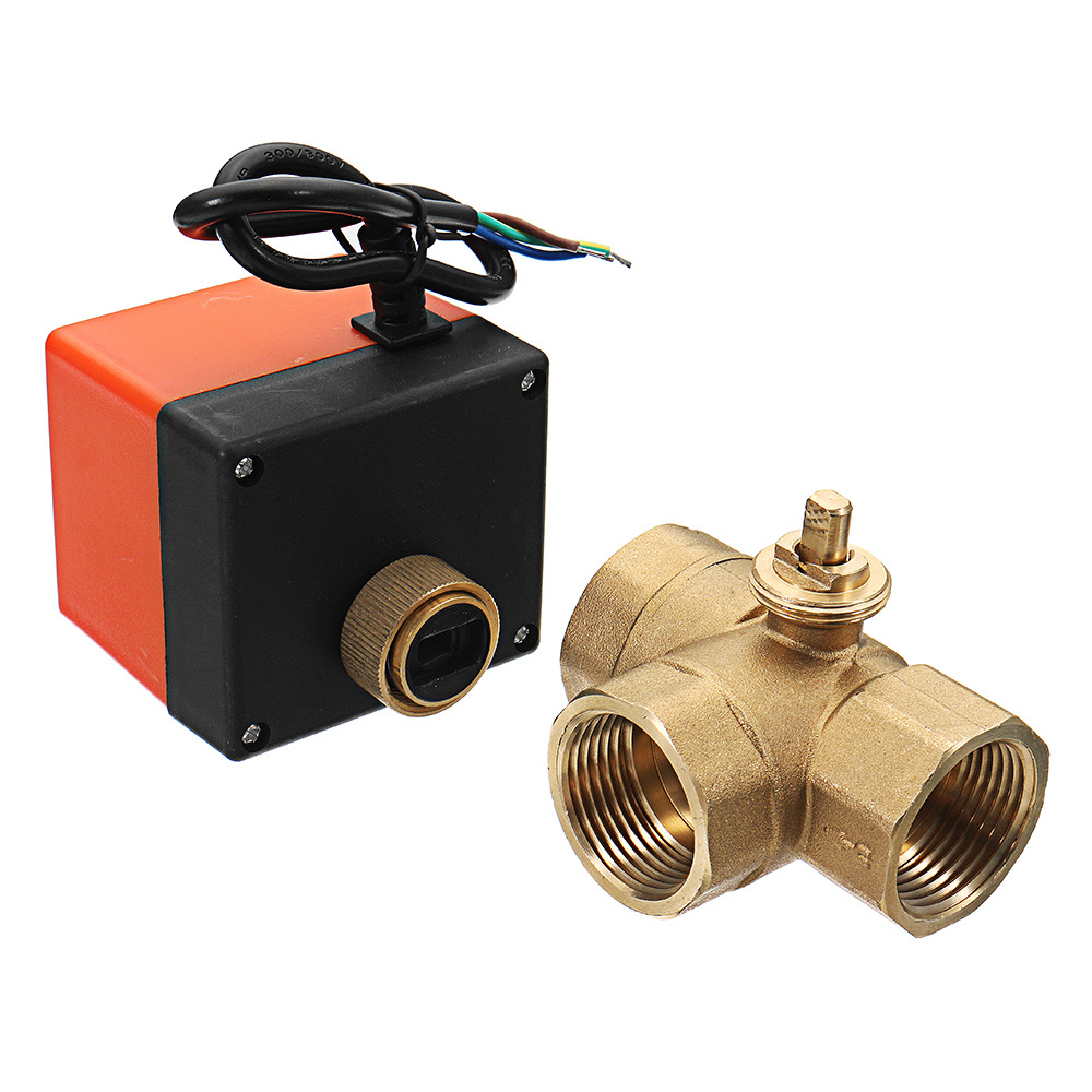 Motorized Electric Full Port Brass 3 Way Ball Valve